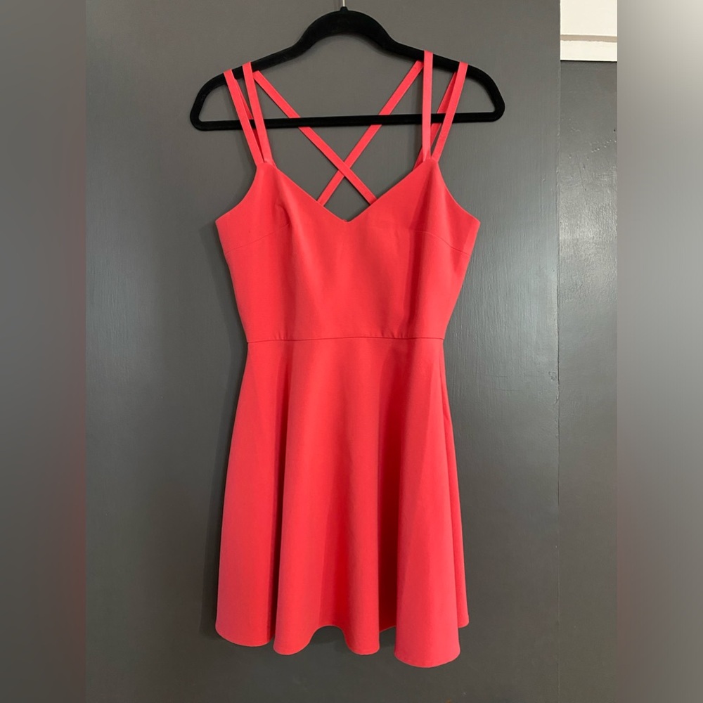 French Connection Whisper Light Fit and Flare Strappy Barbiecore Dress Size 6